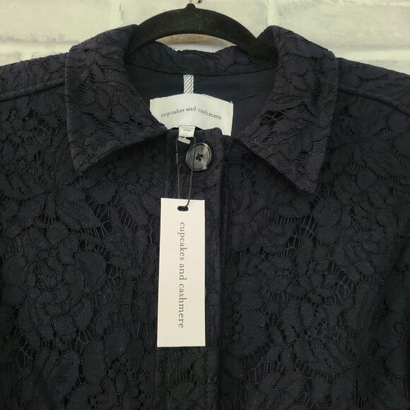 Cupcakes and Cashmere Aldean Lace Jacket     M NWT $178 Navy Blue Romantic - Picture 3 of 10